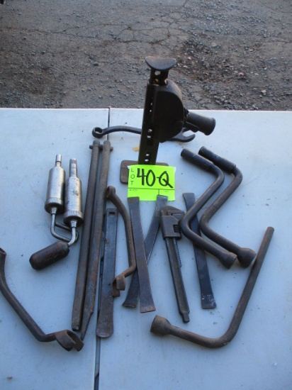 LOT-VINTAGE JACK/TIRE IRONS/LUG WRENCHES ETC
