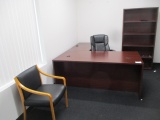 EXECUTIVE OFFIC FURNITURE LOT-36 X 72 EXECUTIVE DESK, EXECUTIVE CHAIR, SIDE CHAIR, BOOKCASE