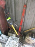 LOT-ASST. BROOMS/CHAIN, CRATE/CONTAINERS/GAS TRIMMER/SCRAPER