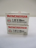 WINCHESTER 7.62 X 39-123G-20 PER BOX--2 BOXES PER LOT-40 ROUND TOTAL