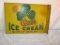 CLOVER ICE CREAM FLANGE SIGN PAINTED. DATED 1948 14 IN X 20 IN