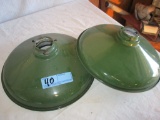 LOT- 3 GREEN PORCELAIN LAMP SHADES