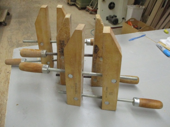 LOT-(3) 10 IN WOOD CLAMPS