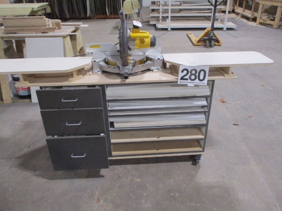 DEWALT COMPOUND MITER SAW MOD. DW5715 110V ON ROLLING WORK STATION