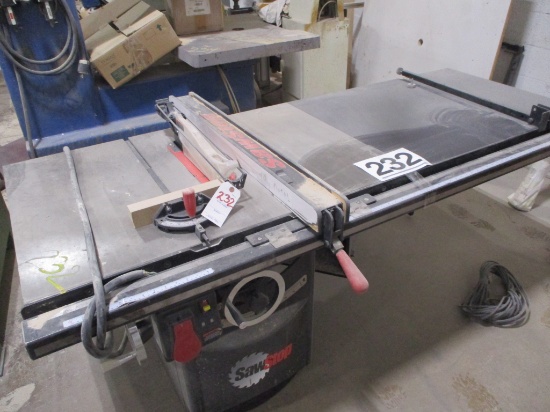TABLE SAW 10 IN SAW STOP INDUSTRIAL CABINET SAW-IN STORAGE AREA. 230 3 PH.  NOT TESTED