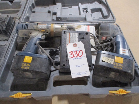 RYOBI 18V CORDLESS DRILL AND LAMP-NOT TESTED