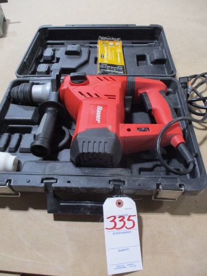 BAUER 1 1/8 IN ROTARY HAMMER DRILL-110V APPEARS NEW OR LIGHTLY USED IN CASE