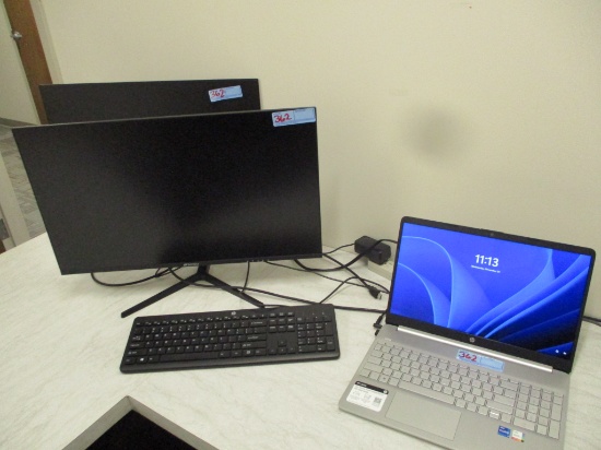 LOT-HP LAPTOP MOD. DY5037DX WIT (2) 27 IN. MONITORS-NOT TESTED