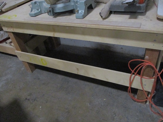66 IN WOODEN WORK BENCH