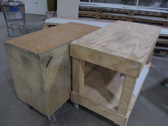 (2) ROLLING WOODEN WORK STATIONS