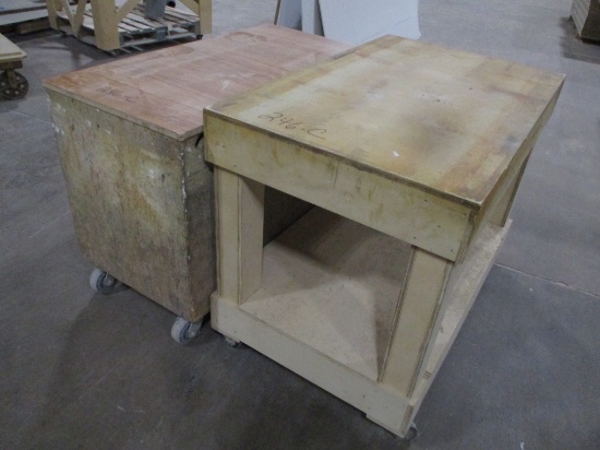 (2) ROLLING WOODEN WORK STATIONS