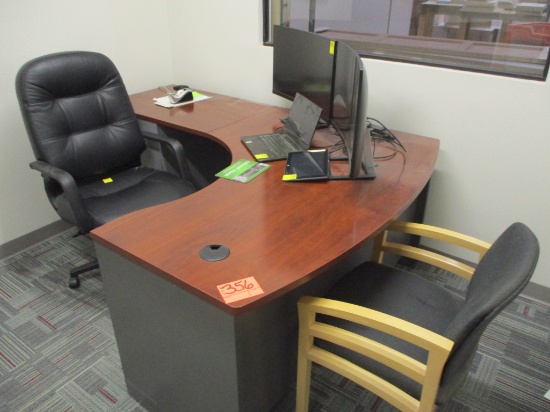 OFFICE SUITE-60 X 74 IN WITH LH RETURN-(2) CHAIRS--(1) ROLLING FILE CABINET