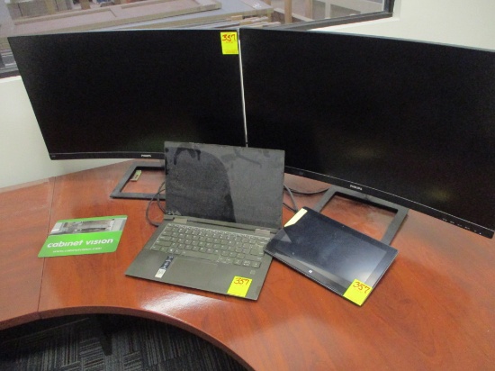LOT-LENOVO LAPTOP-(1) FUSION 5 TABLET MOD. FW1N232 -NOT TESTED-& (2) CURVED PHILLIPS 27 IN MONITORS