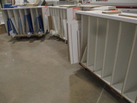 LOT-(8) SLOTTED ROLLING STAGING/ASSEMBLY ROLLING CARTS