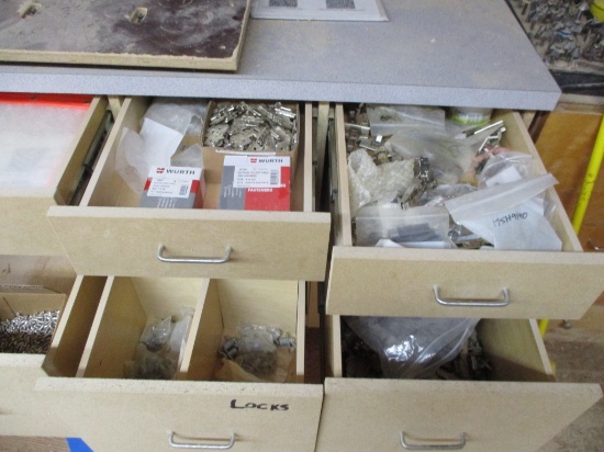LOT-ASSORETD CABINET HARDWARE/LOCKS/HINHES-ALL LOCATED IN DRAWERS