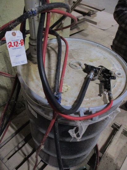 GLUE SPRAYER UNIT-WITH GRACO T-1/HOSE/GUN AND 5 GAL DRUM