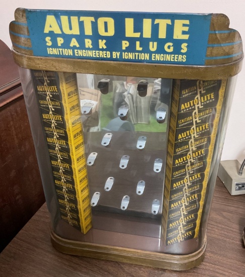 Auto-Lite Spark Plugs Metal Display Case with Shelving
