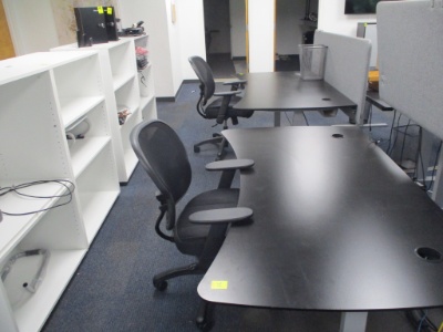 Lot-(2) Desks With Chairs-(1) Desk With Backstop And Chair And (1) 24 In Tall Desk With Chair