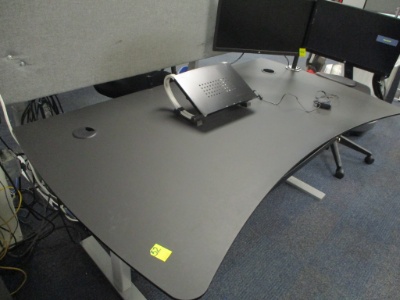 Lot-(1) Desk With Chair And (2) Monitors