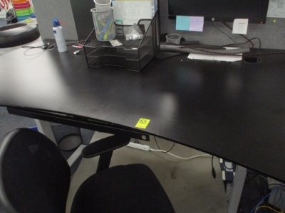 Electric Adjustable Desk & Backstop With 2 Monitors, Chair ,Keyboard & Accessories