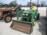 1601 2210 JOHN DEERE '04 2 POST MFD HST W/210 JD LOADER 26X12.00-12 1242HRS S/N:LV2210H317560