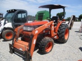 4581 L3010 KUBOTA 2 POST MFD HST W/2408 RHINO LOADER NO BUCKET 420/70R24 BAD ENGINE 1040HRS S/N:L301