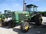 4698 4840 JOHN DEERE C/A PS 20.8X38/DUALS 3740HRS SHOWING SALVAGE ROW, RUNS, TRANSMISSION BAD S/N:48