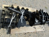 9862 (9) EXCAVATOR ATTACHMENTS QUICK HITCH RAKE RIPPER GRABER AUGER 12'' ROD S/N:B18048