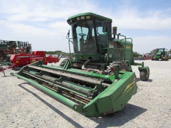 1761 4895 JOHN DEERE SELF PROPELLED SWATHER C/A W/895 JOHN DEERE HEAD 3151/2377 HOURS