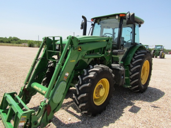 1732 6135E JOHN DEERE C/A MFD POWER REVERSER W/H310 JD LOADER W/FORKS 4202HRS 2017 MODEL 4202 S/N:1P