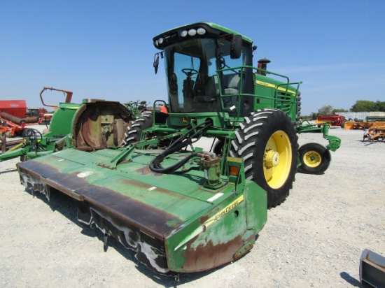 1807 R450 JOHN DEERE C/A SELF PROPELLED SWATHER W/995 JD HEAD 14LX16.1SL 480/80R38 3840 MACHINE HRS