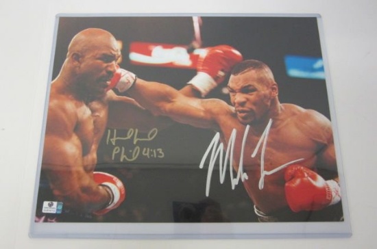 Mike Tyson Evander Holyfield signed autographed 11x14 photo GA COA