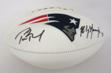 Tom Brady Rob Gronkowski New England Patriots signed logo football PSAS COA