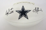 Dak Prescott Troy Aikman Dallas Cowboys signed logo football PSAS COA