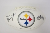 Ben Roethlisberger Antonio Brown Pittsburgh Steelers signed logo football PAAS COA