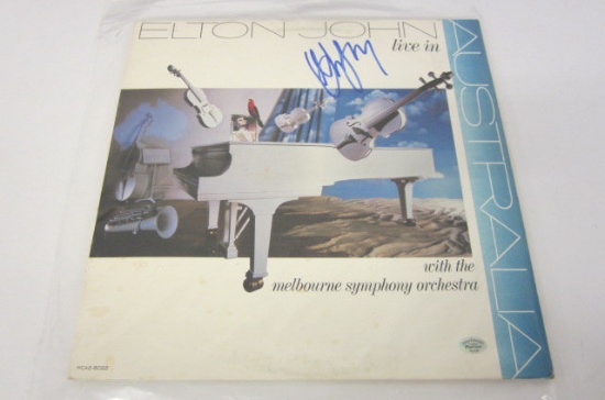 Elton John "Live in Australia" signed album cover w/record PSAS COA