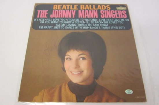 Johnny Mann Singers "Beatles Balads" signed record album cover w/record PSAS COA