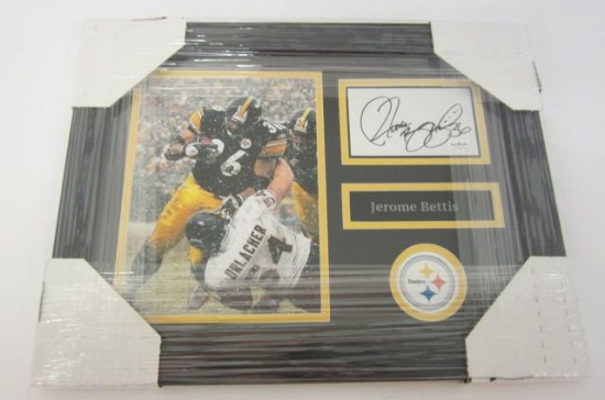 Jerome Bettis Pittsburgh Steelers signed framed matted index card JSA COA