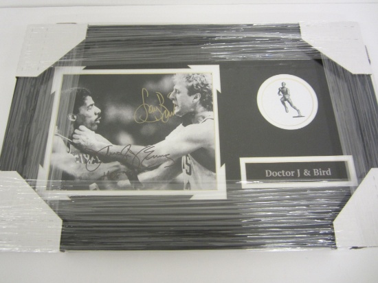 Larry Bird Julius Irving Dr J signed autographed framed matted 8x10 photo COA