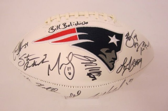 2016 New England Patriots Tom Brady TEAM signed football 20+ signatures PAAS COA