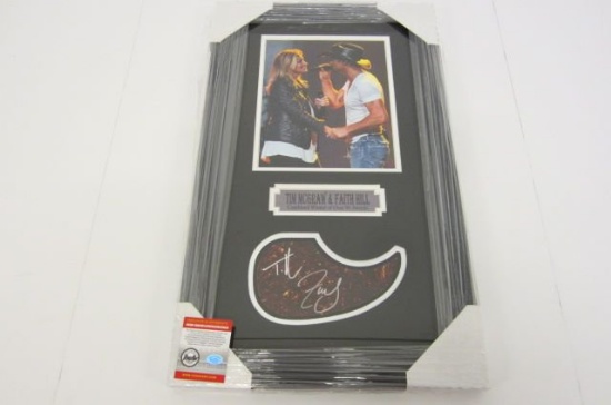 Tim McGraw/Faith Hill Dual Signed Autographed Framed Matted Pick Guard PSAS Certified