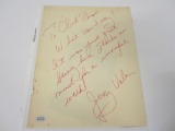 Jerry Vale singer songwriter signed autographed letter PAAS COA