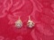 Pair of Womens 14K Gold & Stone Earings - Set of Ear Rings