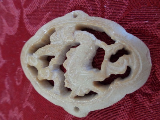 Ivory Pendant - Hand Carved Ivory Pendant - Dragon Carving