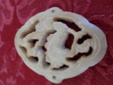 Ivory Pendant - Hand Carved Ivory Pendant - Dragon Carving