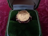 Womens 10K Solid Gold Coin Ring - Great Condition - Small