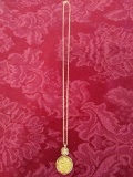 Womens 14K Gold Necklace W/ Gold Nugget Charm