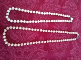 (2) Womens Pearl Necklaces - (1)  22