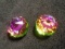 Pair of Swarovski crystal Vitrail Medium Round Paperweight