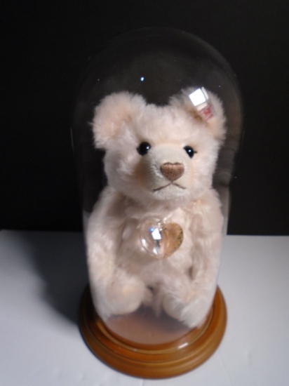 Steiff Articulated Bear with Swarovski 2-tone heart shaped crystal ornament, 2007